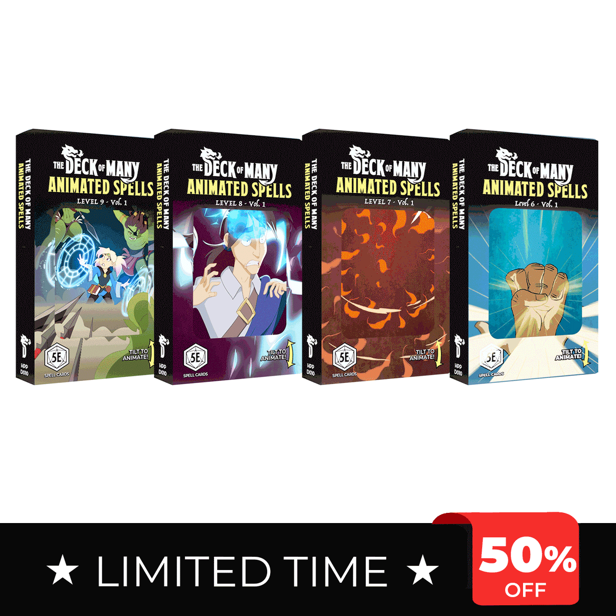 A selection of 4 animated spell decks with a limited-time offer.