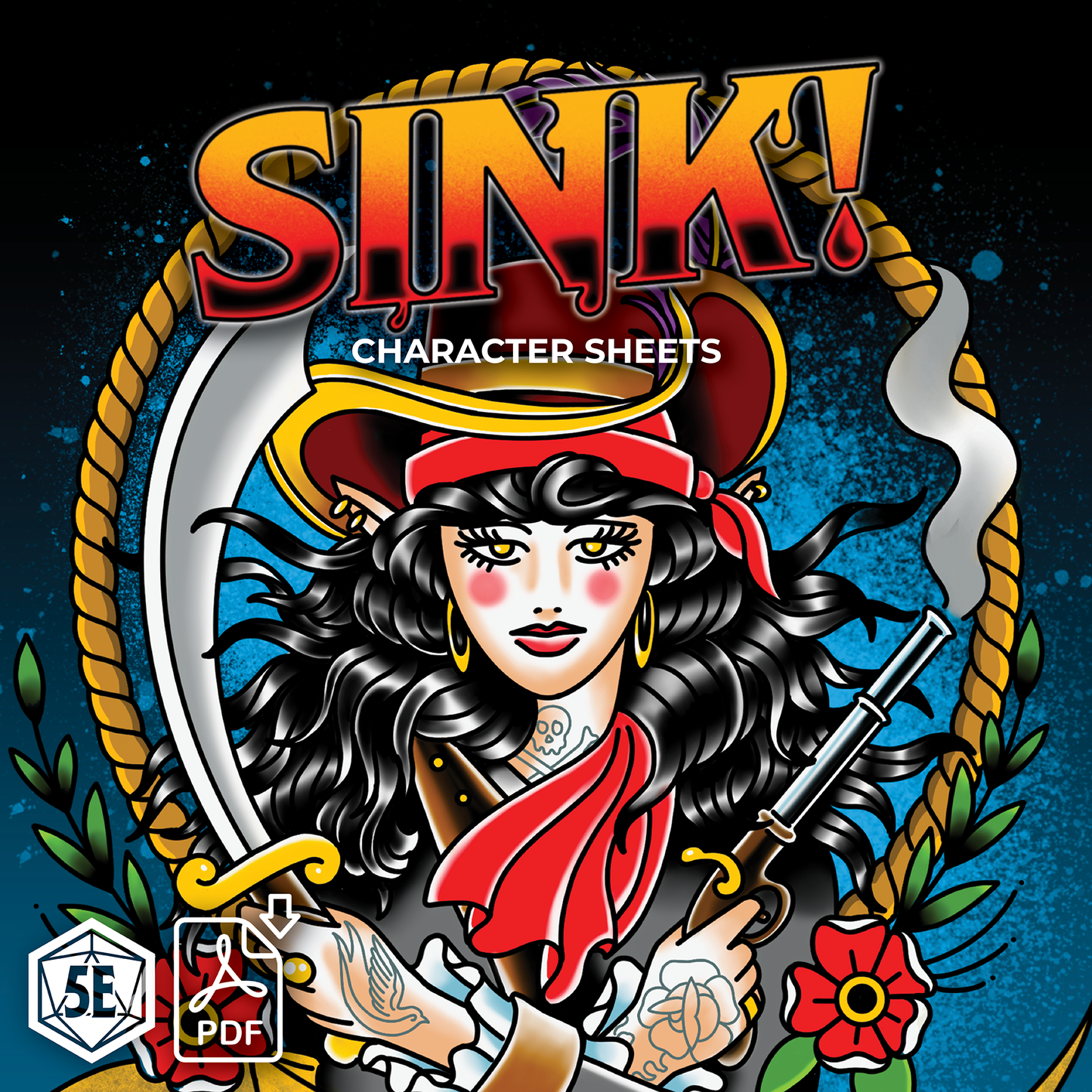 SINK!  Treasures of Deep Grotto Character Sheets (PDF)