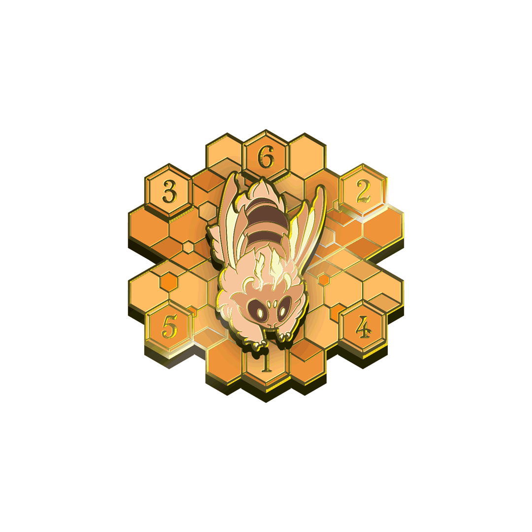 Illustration of a bee-like creature on a honeycomb pattern with numbers
