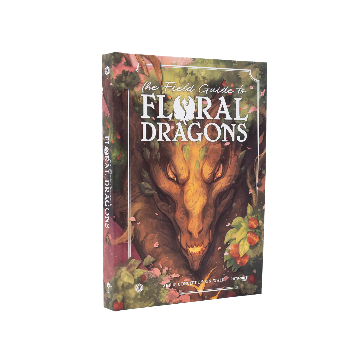 Book titled 'The Field Guide to Floral Dragons' with a dragon illustration on the cover.