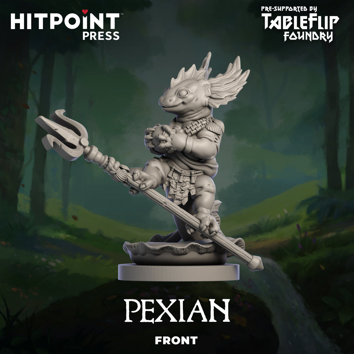 A prototype photo of the front of a Pexian figurine.