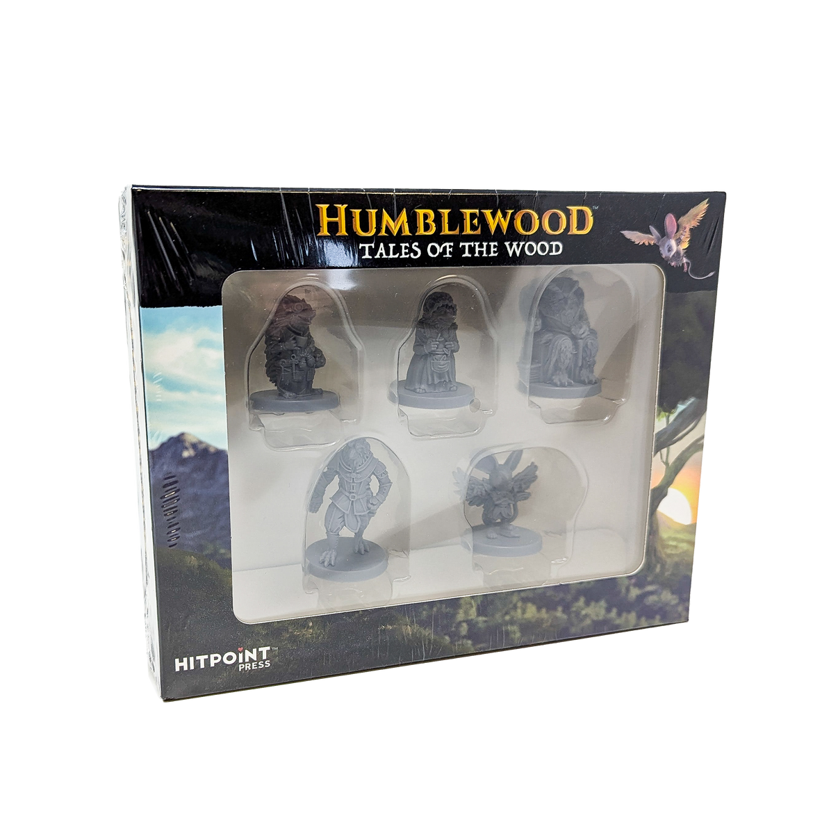 A set of plastic miniatures from Humblewood Tales, featuring fantasy character figures.