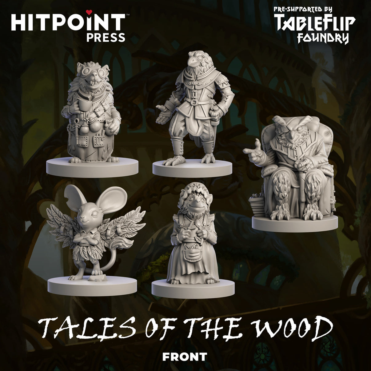 A collection of digital STL files for 3D printing, depicting fantasy character miniatures from the Humblewood Tales series.