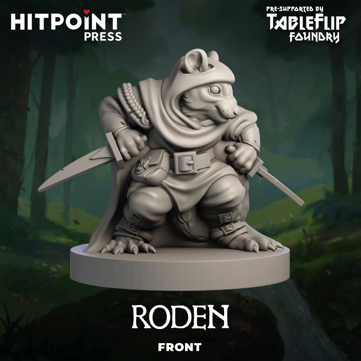 A prototype photo of the front of a Roden figurine.