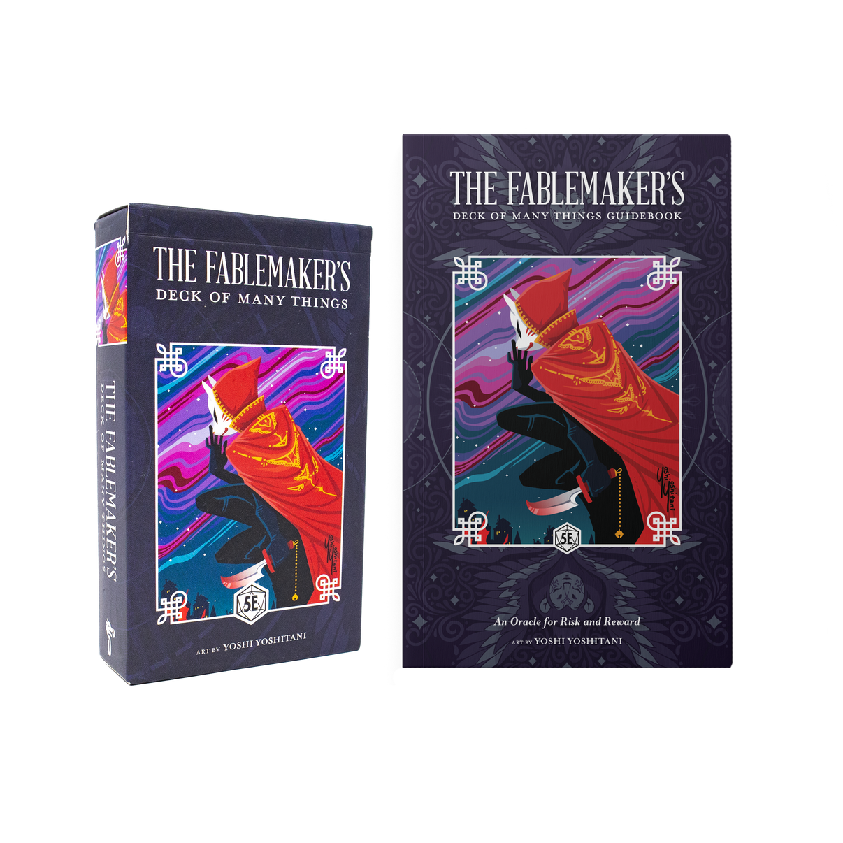 A photo of The Fablemakers Deck of Many Things booklet and card deck.