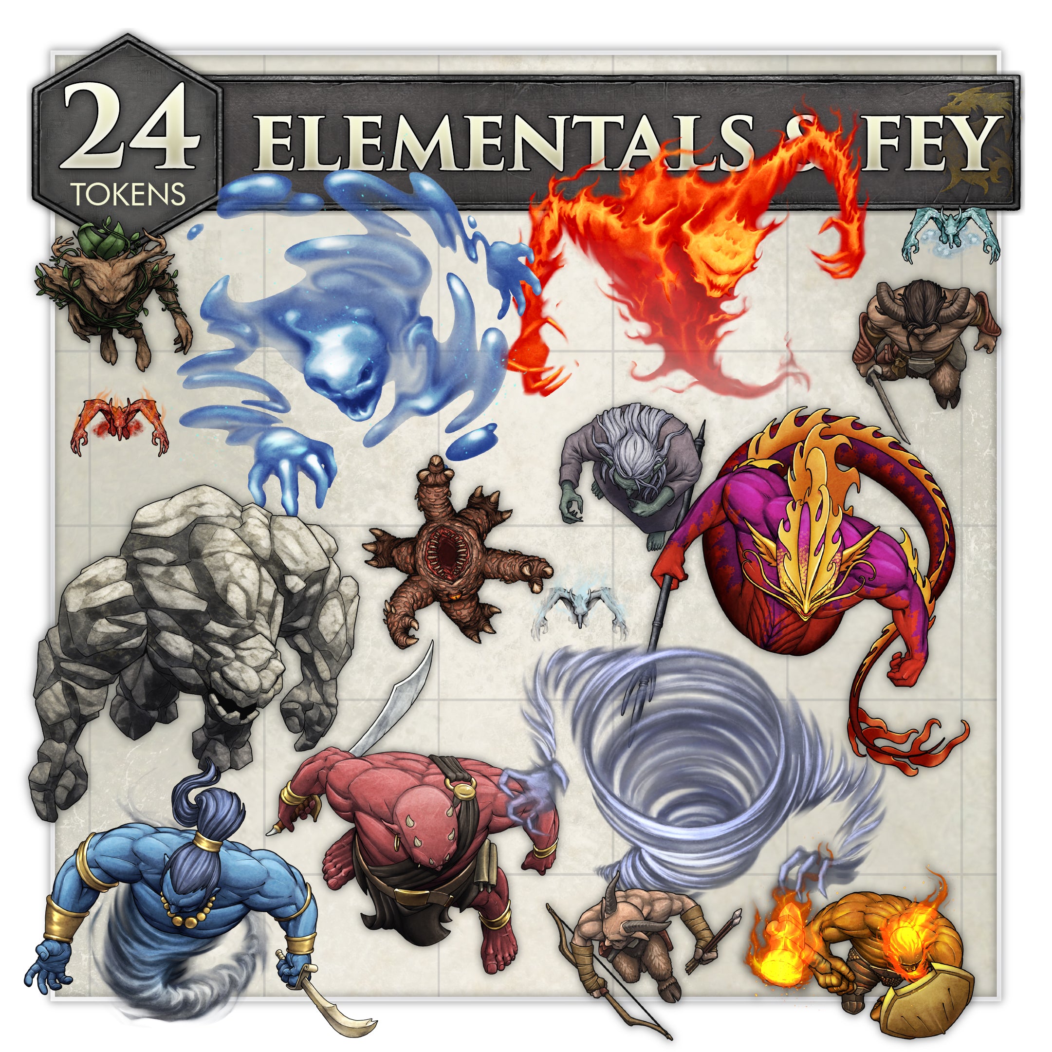 RPG Essential Tokens - Elementals & Fey Set (Digital for VTT) – Hit ...