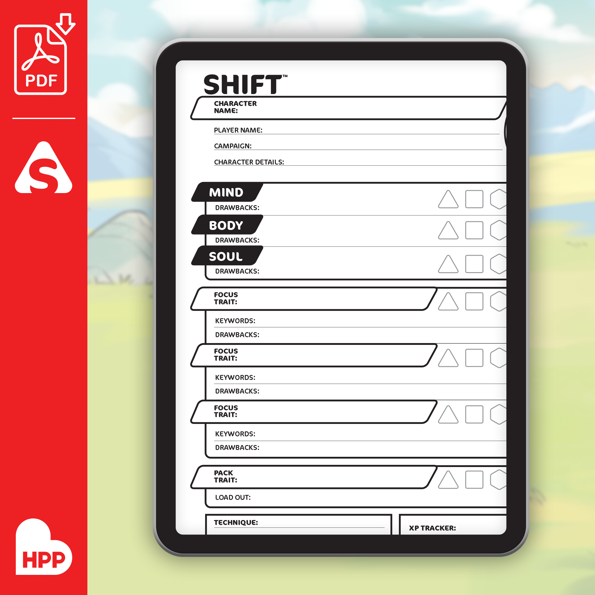 SHIFT: Printable Trait Sheets (PDF) – Hit Point Press