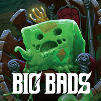 Cartoonish green monster with 'BIG BADS' text in a fantasy setting