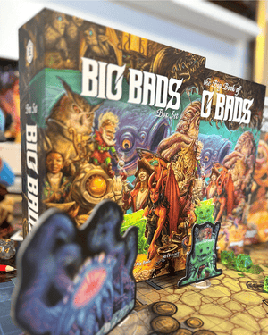 Box set titled 'Big Bad' with game pieces on a table