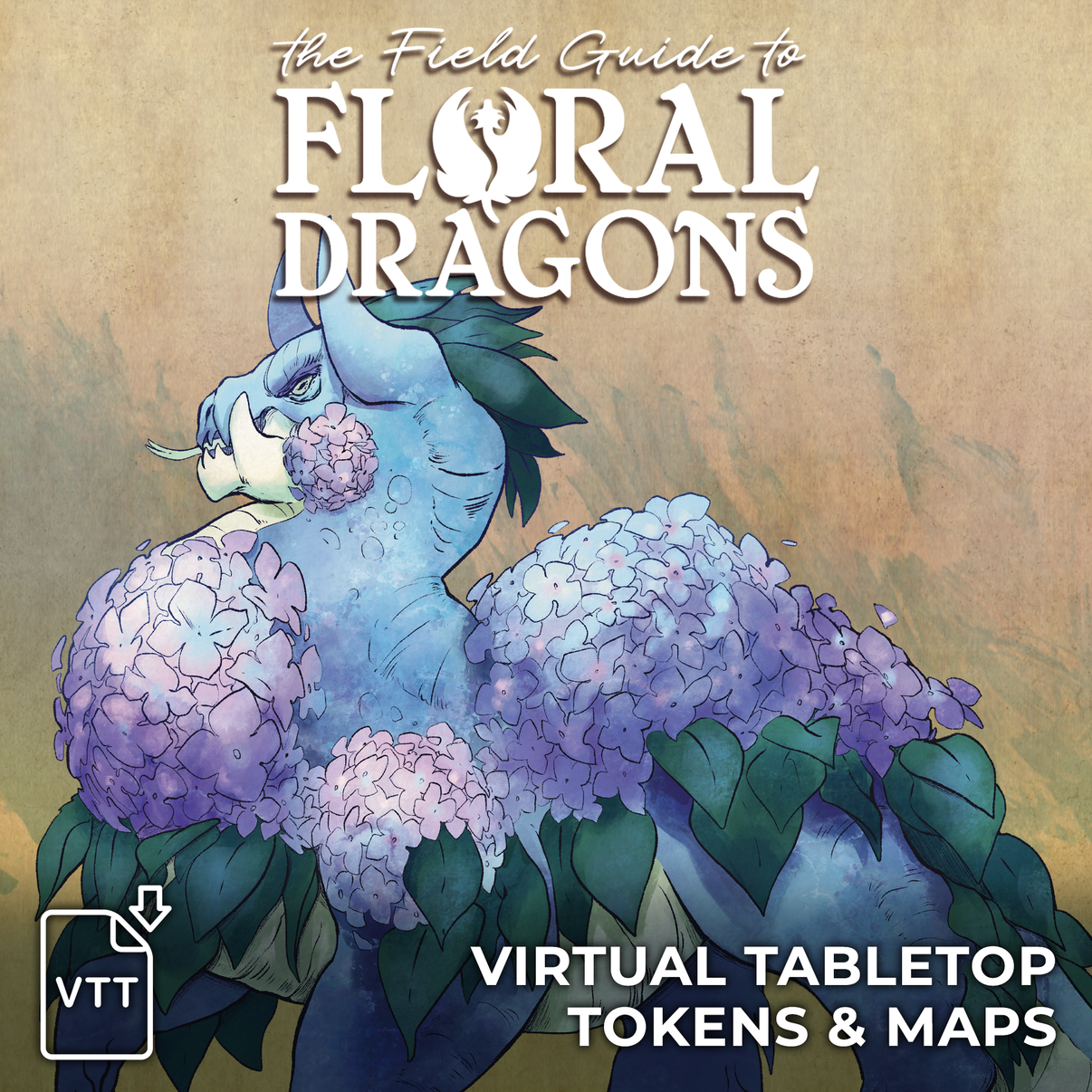 Cover of 'The Field Guide to Floral Dragons' with a floral dragon and product text.